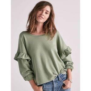 Lucky Brand Sage Green Ruffle Sweatshirt, Size L